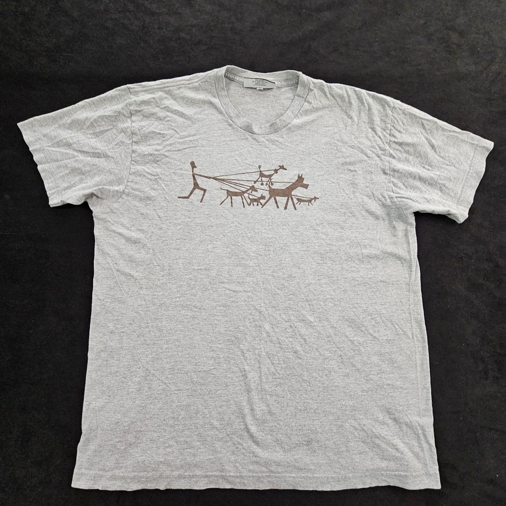 R Nichols Artwork Walking Dogs Gray Short Sleeve Cotton T-Shirt Men's XL